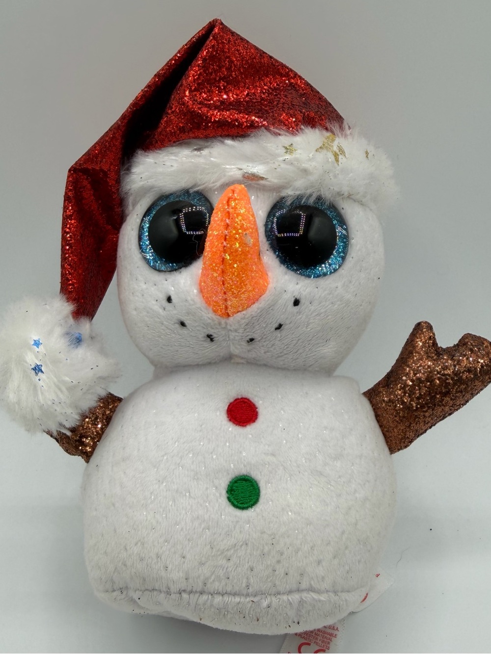 Ty Beanie Boos Flurry Snowman Plush 6" 2019 Christmas Glitter Eyes